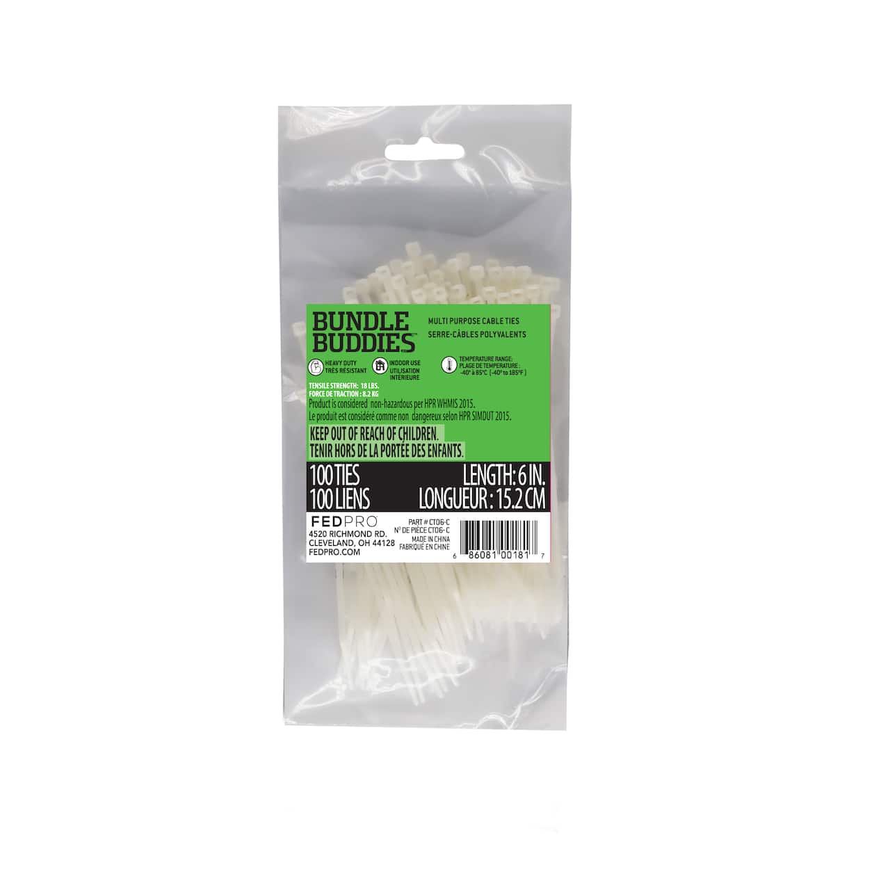 Bundle Buddies™ 6" Natural Multi-Purpose Cable Ties, 100ct.